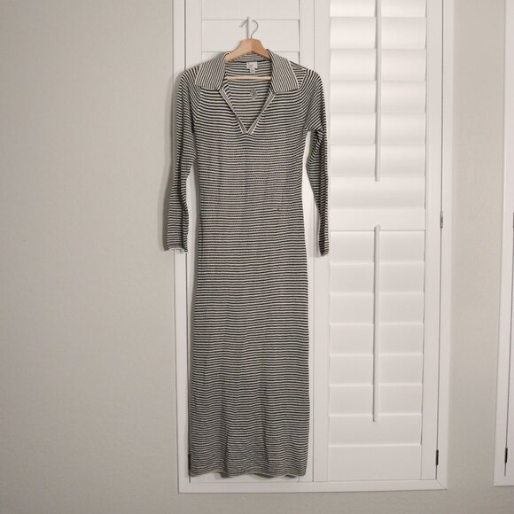 A New Day NWT Black and White Striped Lined S Collared Sweater Dress - Picture 1 of 12